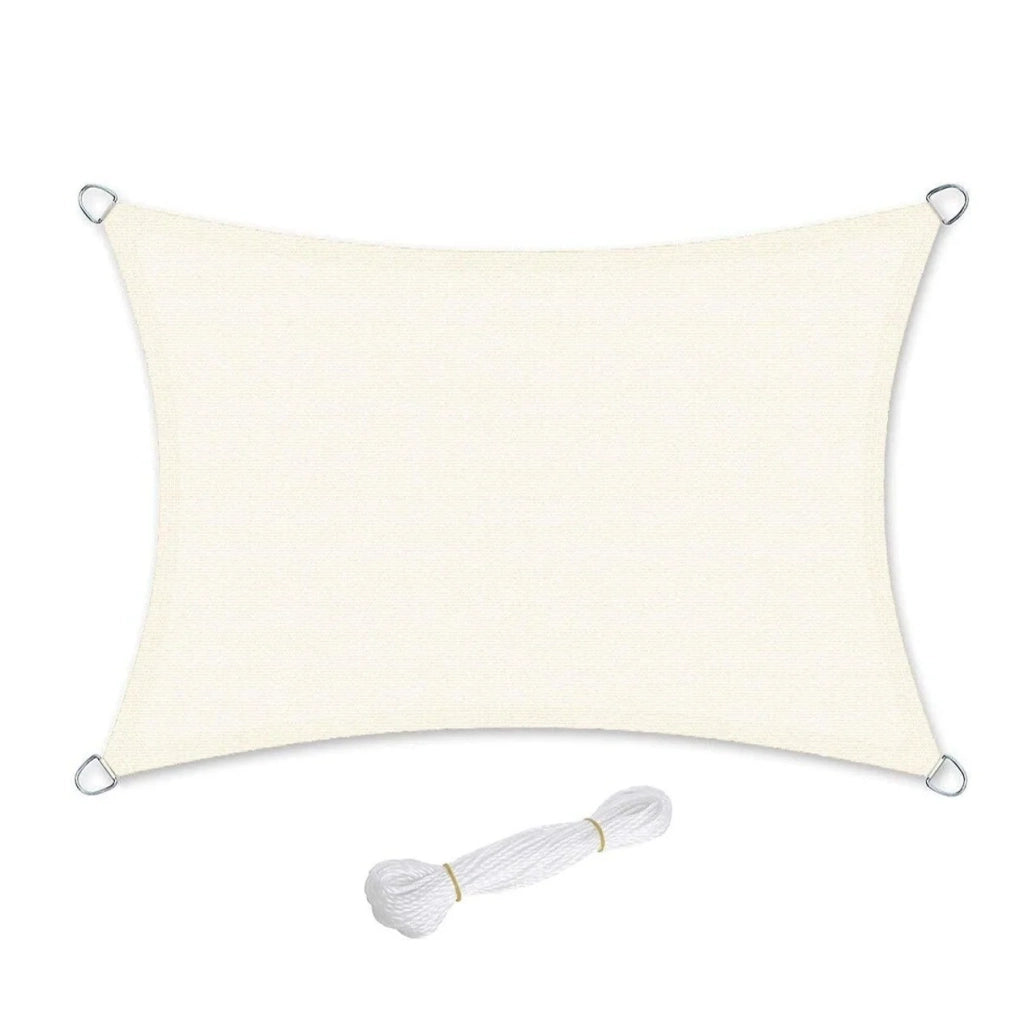 Vela ombreggiante in HDPE protezione solare protezione UV traspirante per giardino e balcone 3 x 4 m permeabile all'acqua beige 12_0001736