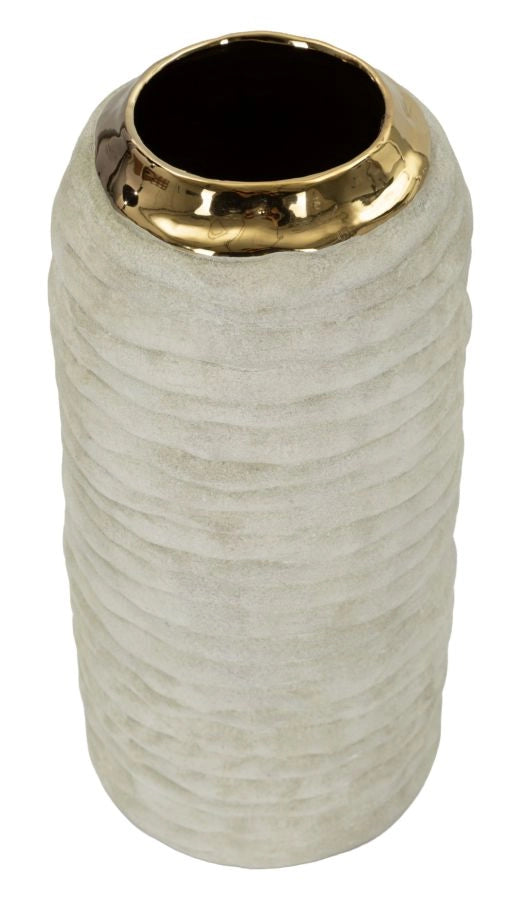 Vaso Lima Ø14x30 cm in Ceramica Grigio e Oro