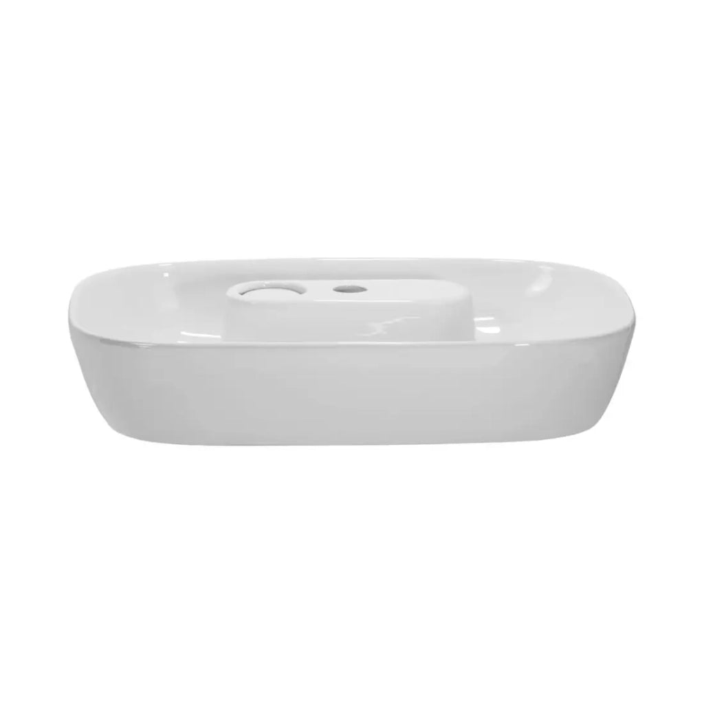 Lavabo da appoggio ovale 60x41 cm in ceramica bianca lucida