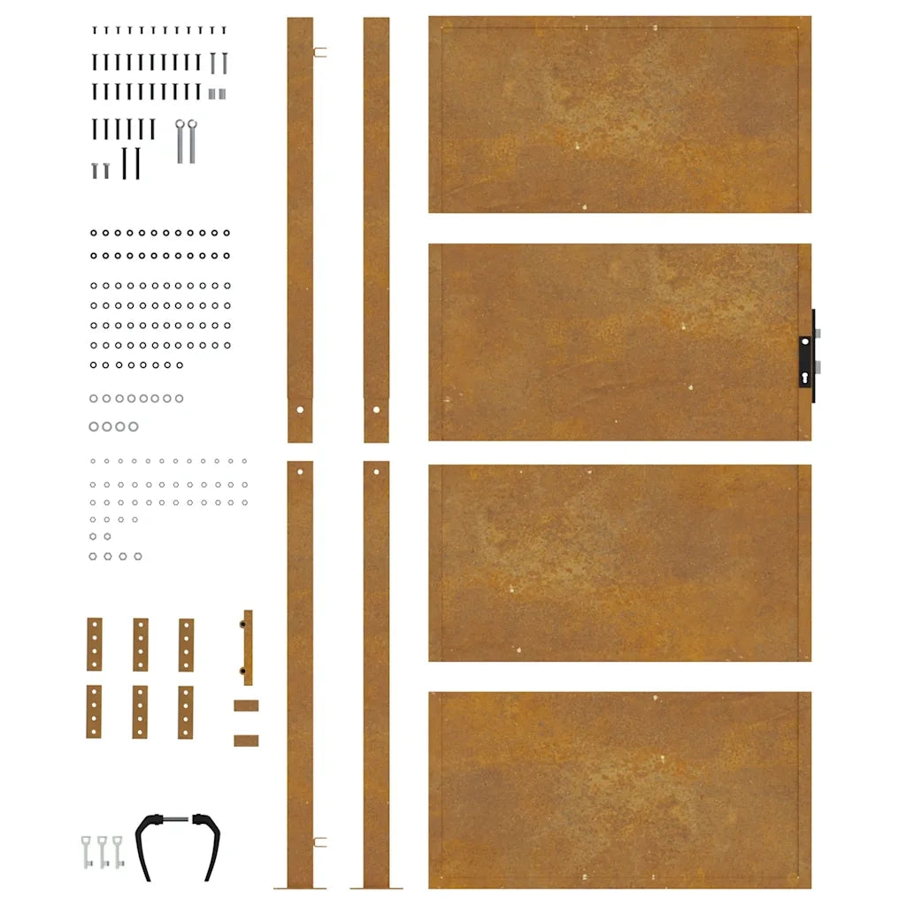Cancello da giardino 100x175 cm in acciaio Corten 153206