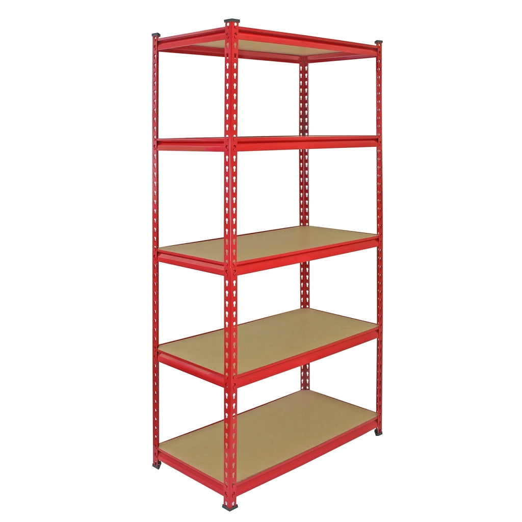 10 Scaffali in Acciaio Senza Bulloni Z-Rax Rossi Larghi 90cm per Magazzino e Box