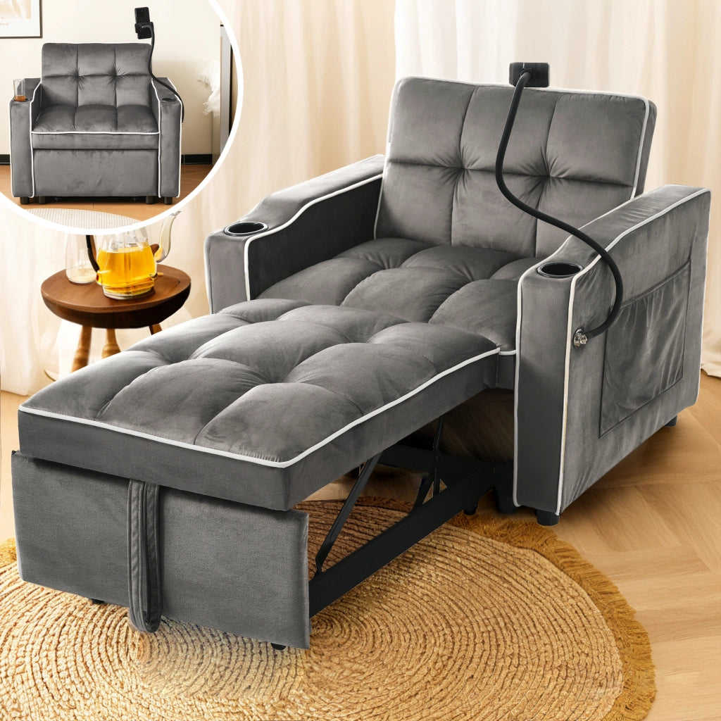 DIVANO LETTO 3-in-1 83 x 167 x 76 cm Grigio scuro