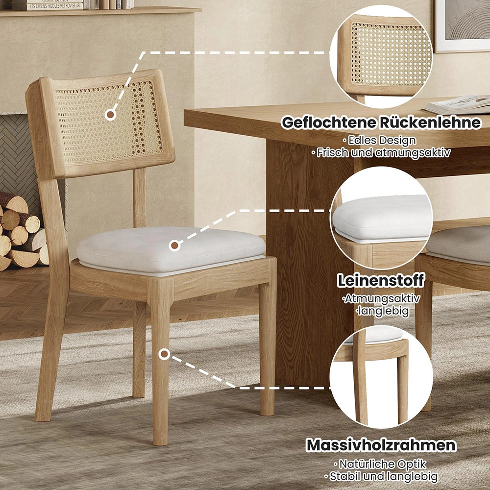 Set 6 sedie da pranzo - Xylo - legno e rattan colore lino/legno