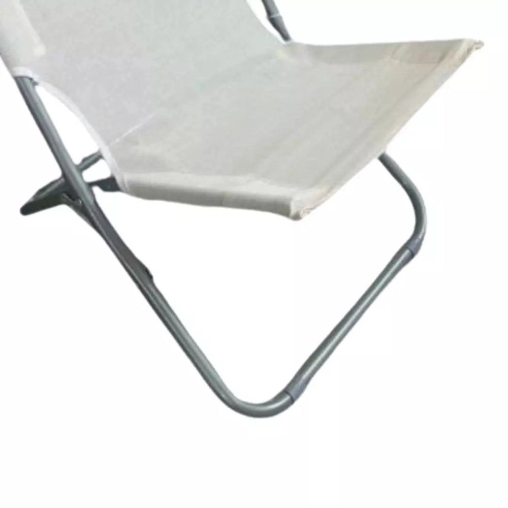 Trade Shop - Spiaggina In Textilene Crema Pieghevole Sedia Per Mare Campeggio 57x47x72cm 281051 -