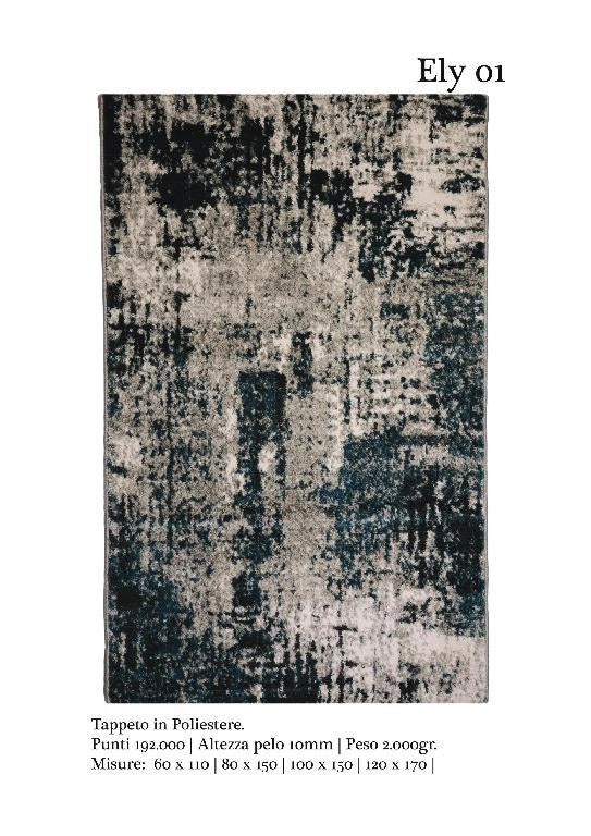 Tappeto Arredamento Casa in Poliestere Luxury Ely Blu 100 x 150 cm