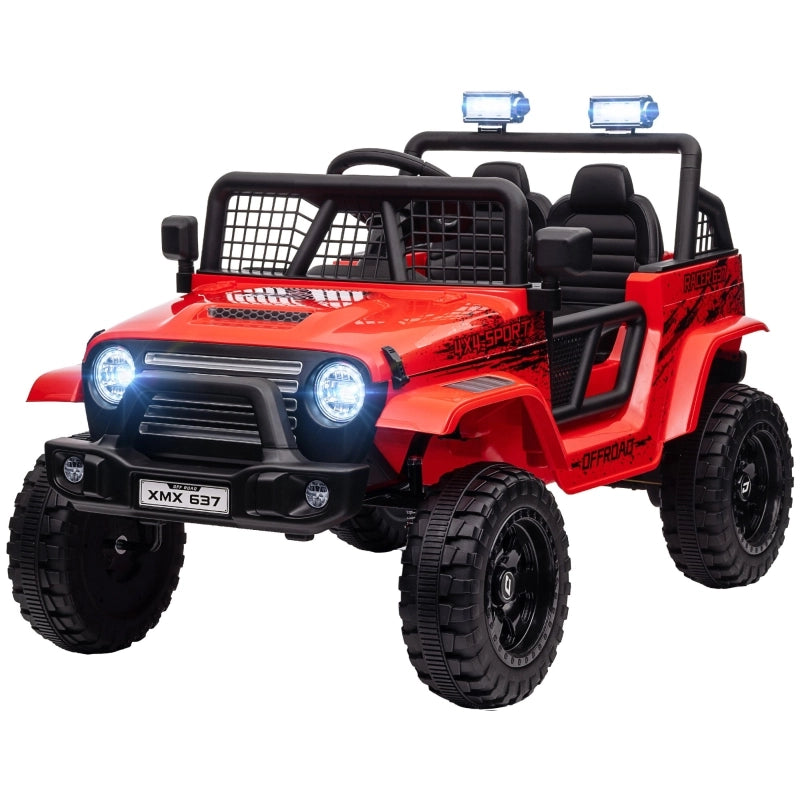 Macchina elettrica per bambini con sospensioni fluide, telecomando, luci a LED, clacson, motori da 12V, realizzata in plastica e metallo, rossa