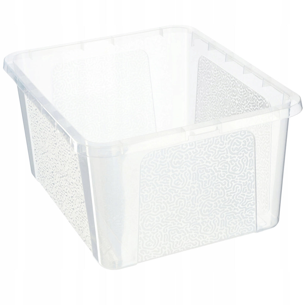 Contenitore in plastica KADAX da 20 litri con coperchio, trasparente e richiudibile, grande scatola