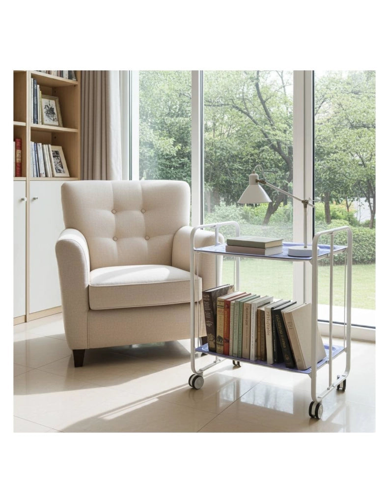Carrello da cucina pieghevole bianco con ruote BAUHAUS 2 ripiani