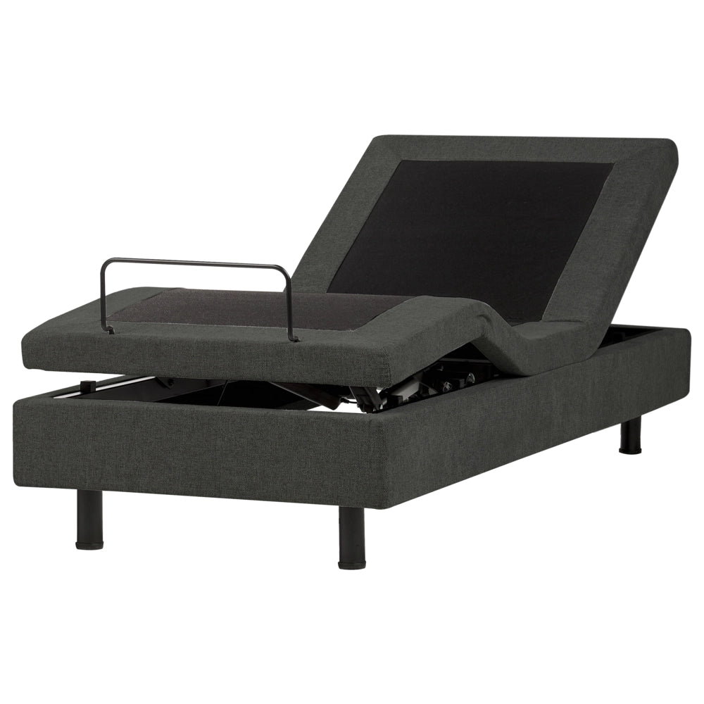 Letto singolo tessuto grigio scuro regolabile elettronicamente con telecomando senza testiera 80x200 cm stile moderno