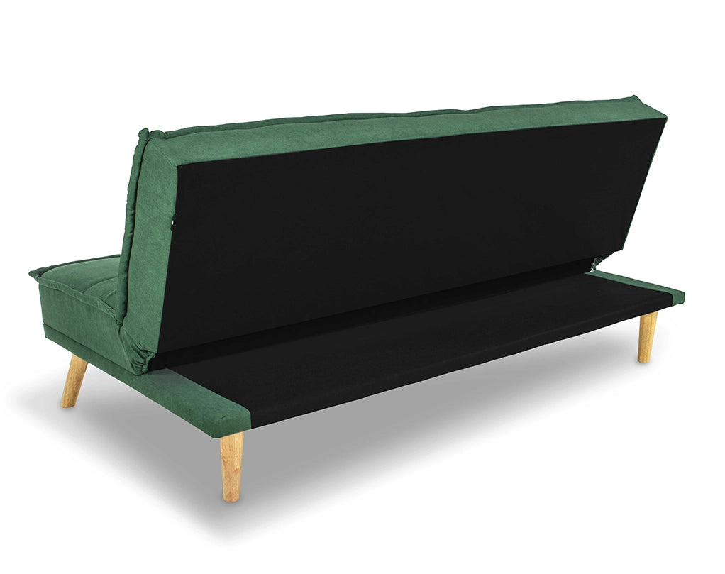 Divano letto clic clac in tessuto vellutato verde abete, divano 3 posti - Bart - DL-BA38FBC