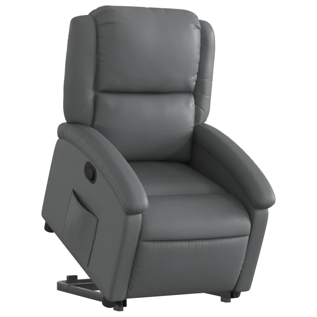 Poltrona Alzapersona Reclinabile Grigio in Similpelle
