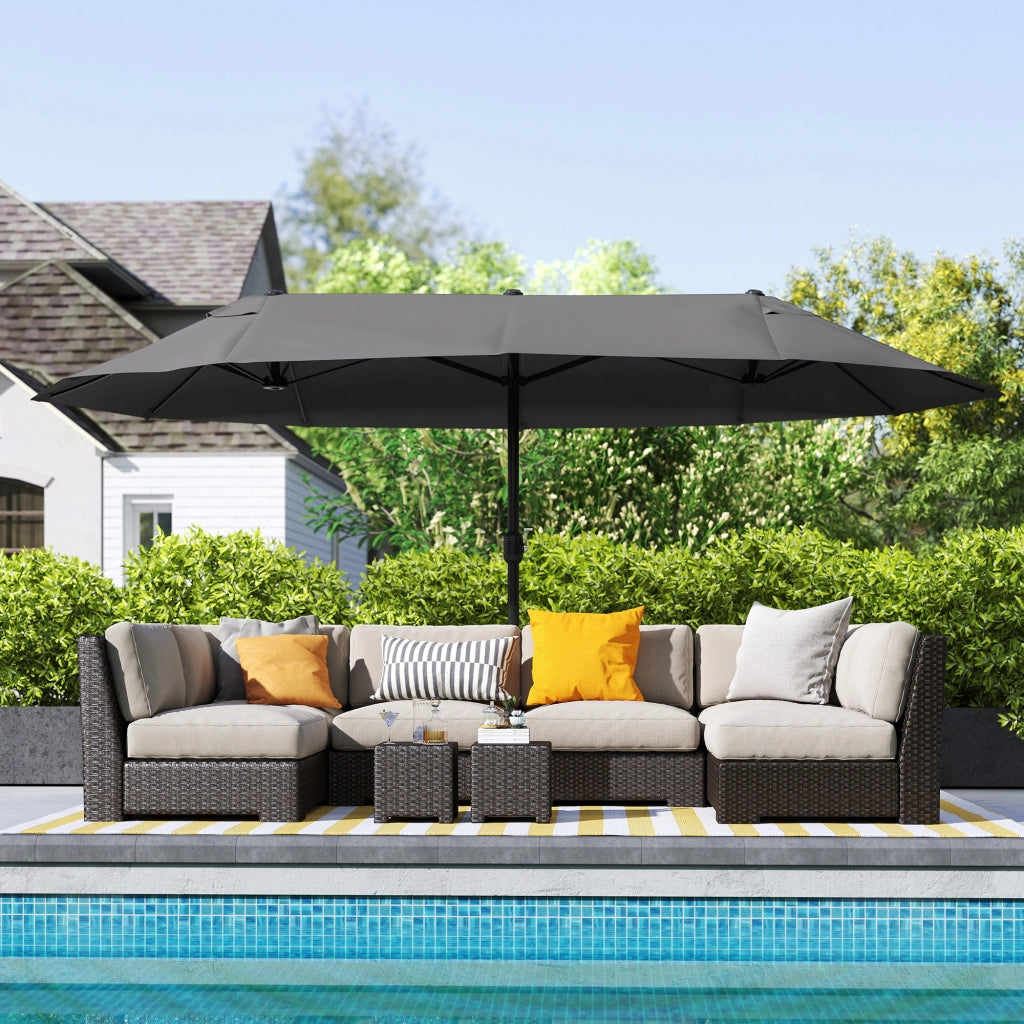 Ombrellone da Giardino XXL ¨C zephmum ¨C Poliestere Nero 300x300 cm
