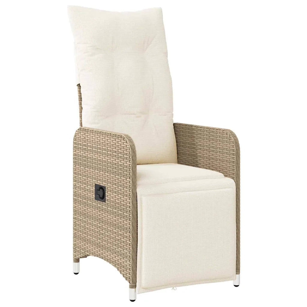 Set da Pranzo per Giardino con cuscino 5 pcs Beige polyrattan