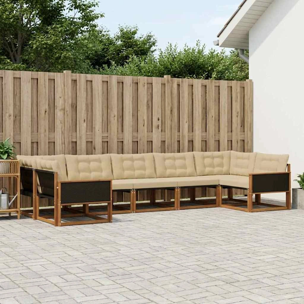 Set di divani da esterno 7 pz Naturale e Beige 3381657