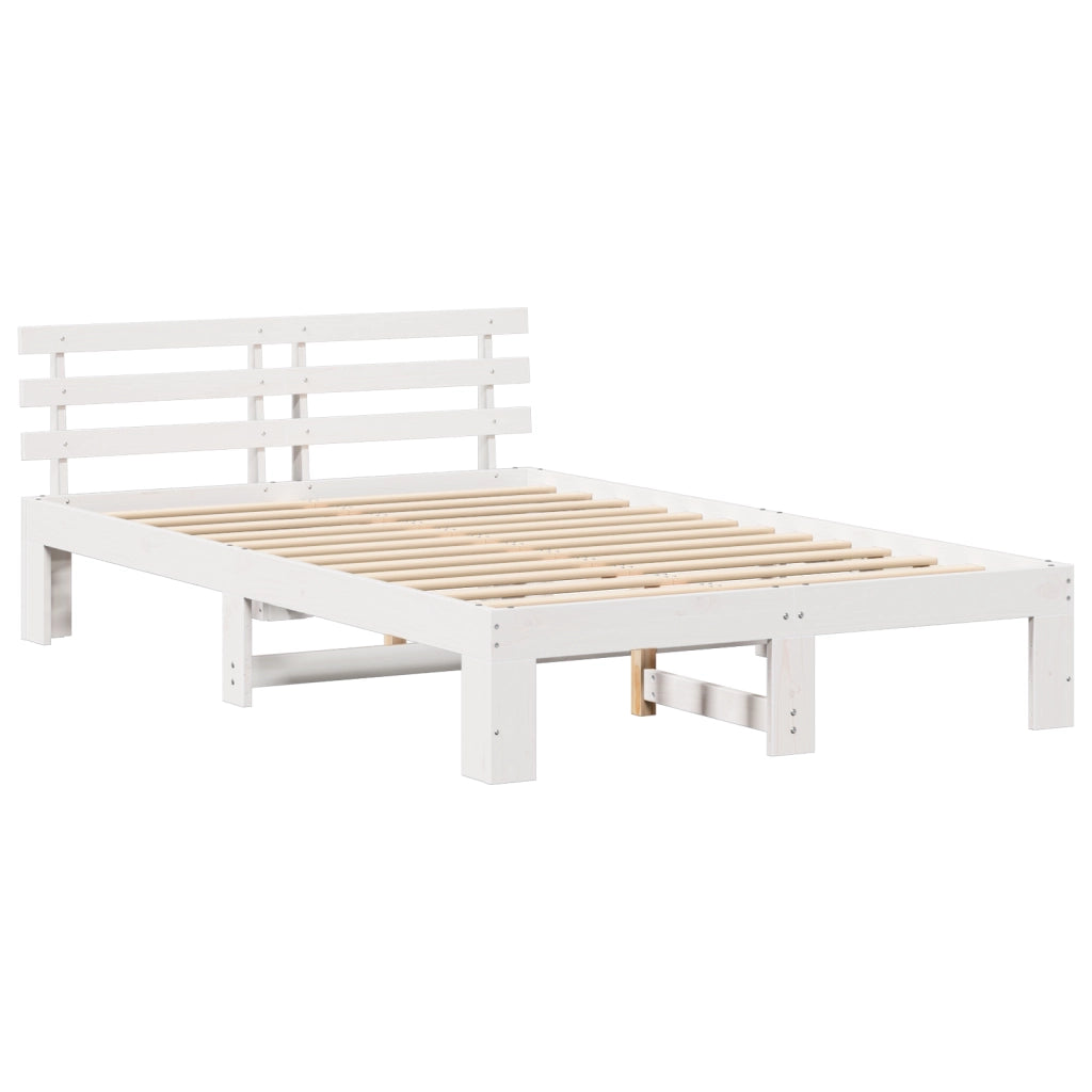 Letto in Pino Bianco Bianco Legno Massello 140 x 190 cm Durevole