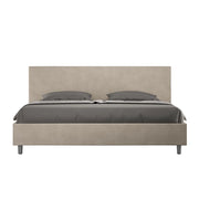 BS COM Letto matrimoniale king size con rete imbottito 190x200 microfibra sabbia
