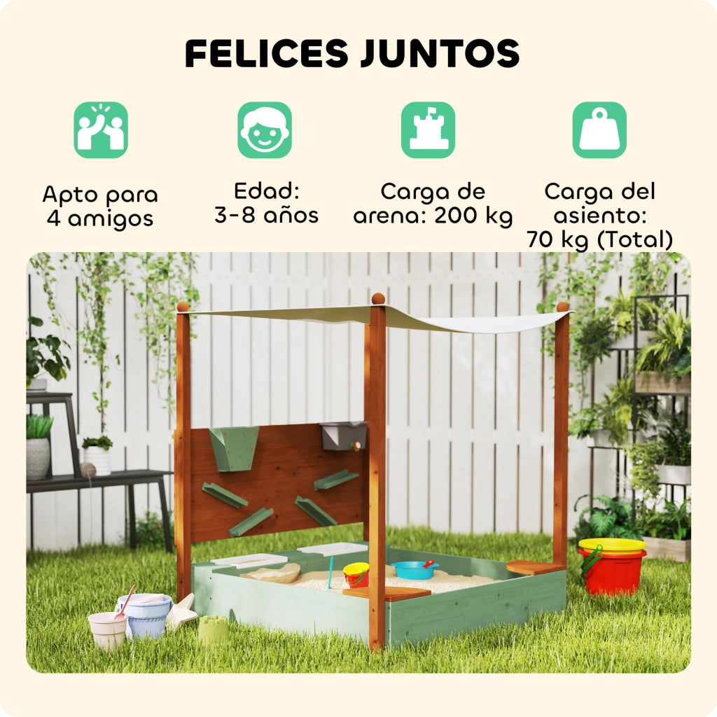 Casetta da Gioco con Sabbiera per Bambini ¨C zephmum ¨C 116x112.5x128 cm Verde Legno