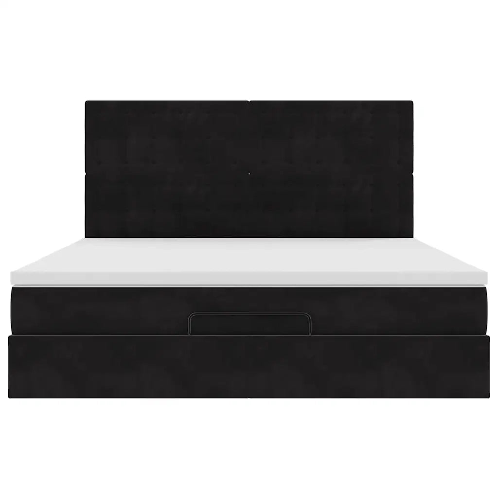 vidaXL Struttura Letto Pouf con Materassi Nero 180x200 cm in Velluto