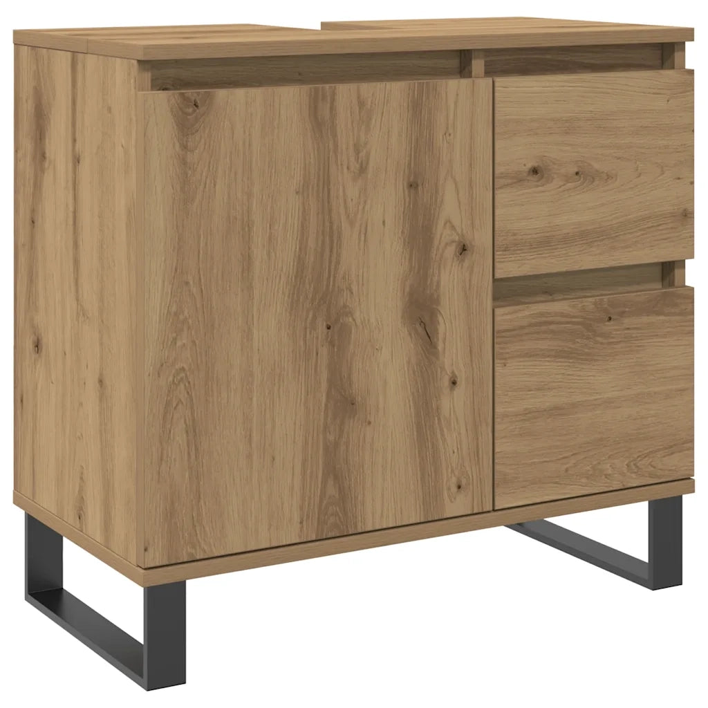 Armadietto da Bagno Rovere Artigianale 65x33x60cm in Truciolato 857230