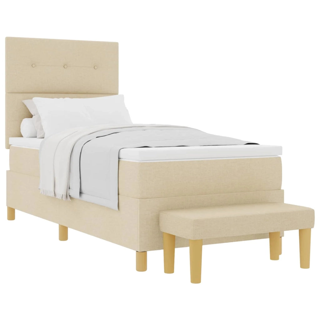Letto a molle con testiera Crema 200 x 100 cm Tessuto 3344280