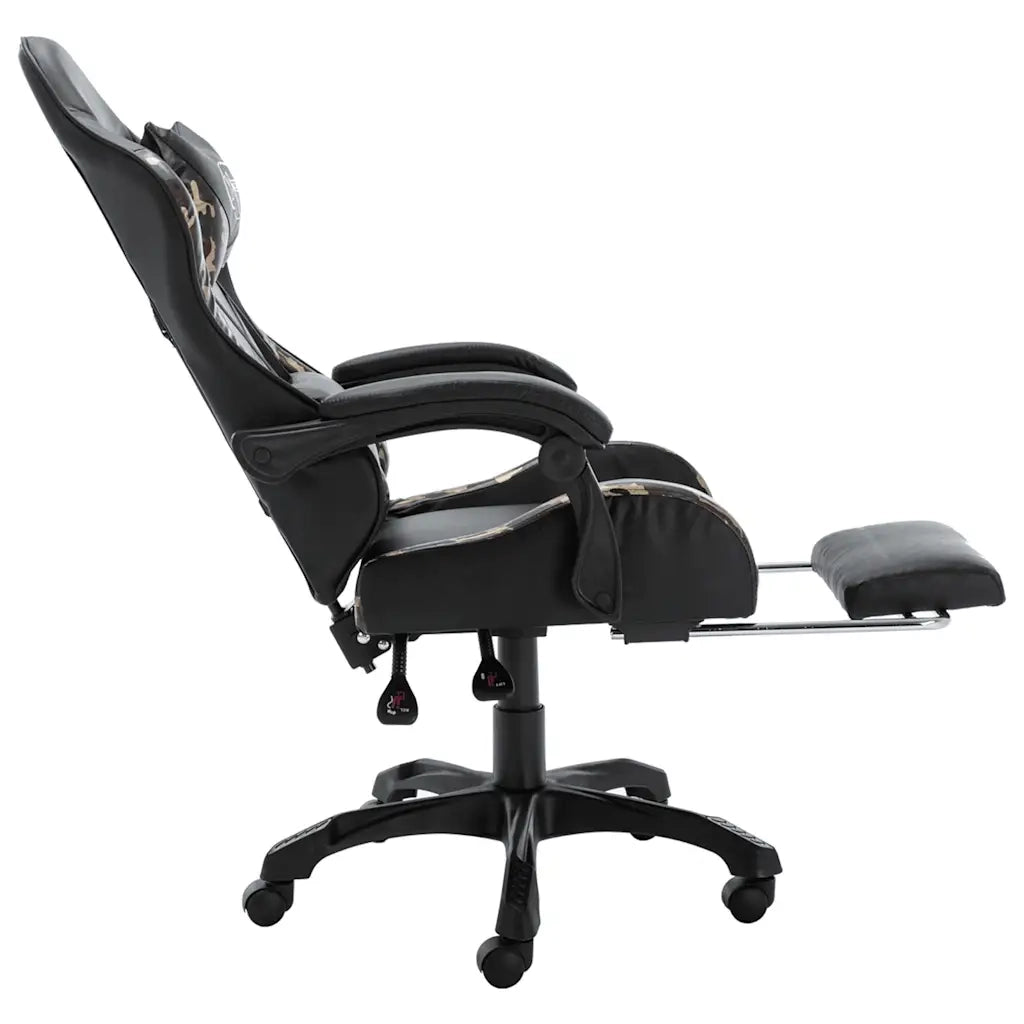 Sedia da Gaming con Poggiapiedi Nera e Mimetica in Similpelle 320096