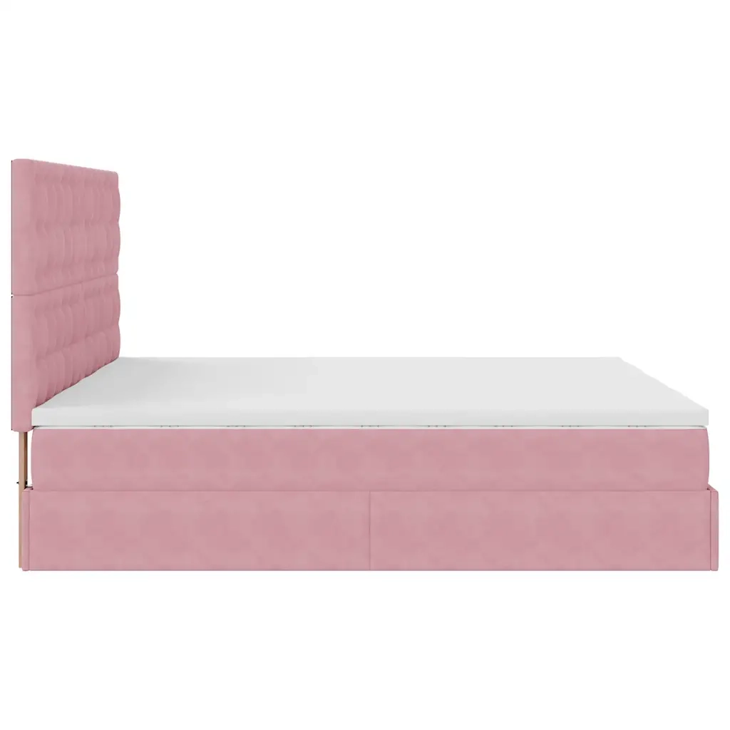 vidaXL Struttura Letto Pouf con Materassi Rosa 180x200 cm Velluto