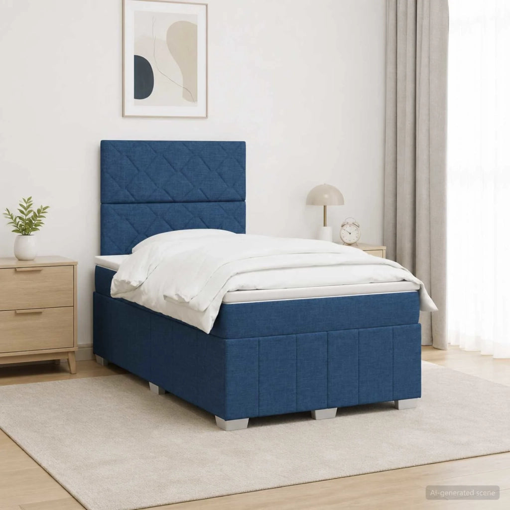 Letto box spring con materasso Blu 120 x 200 cm Tessuto 3454126