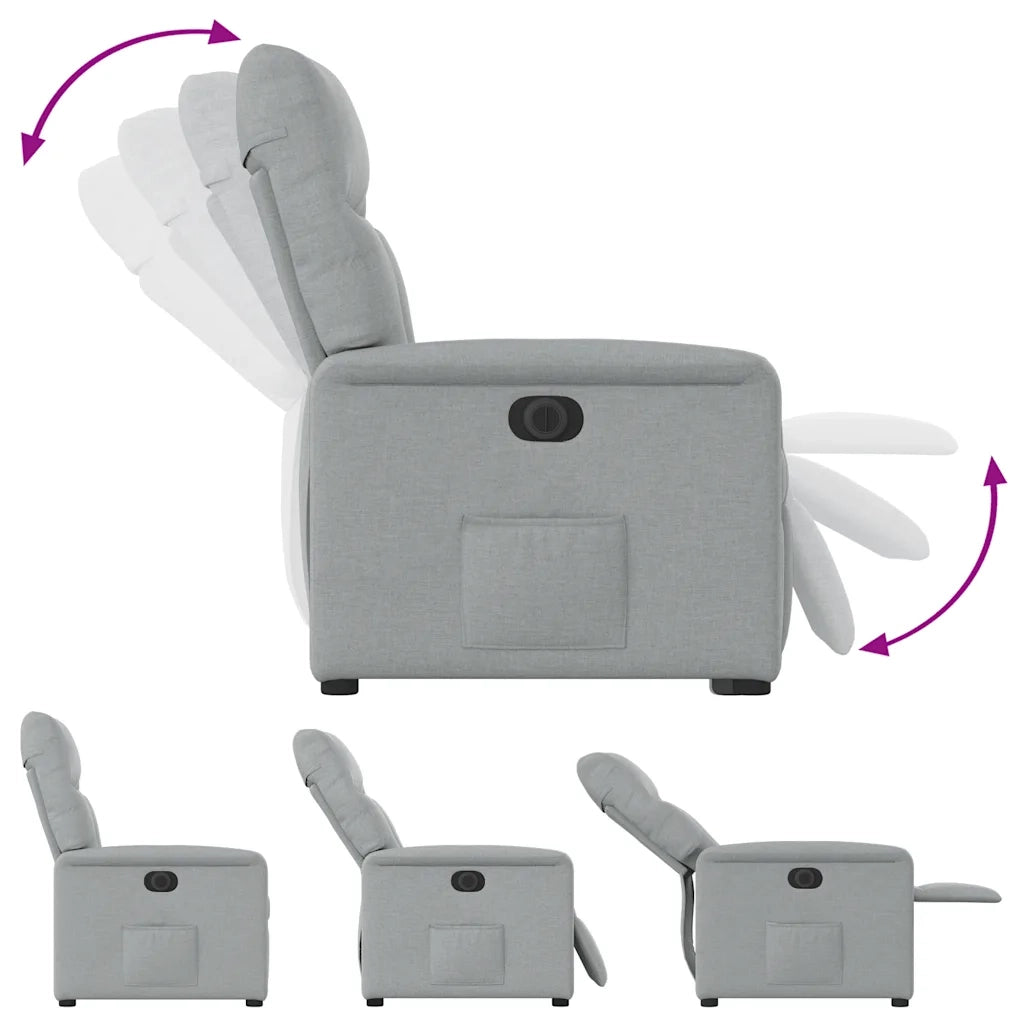 Poltrona Elettrica Reclinabile-Divano Sedia Grigio Chiaro in Tessuto 580101