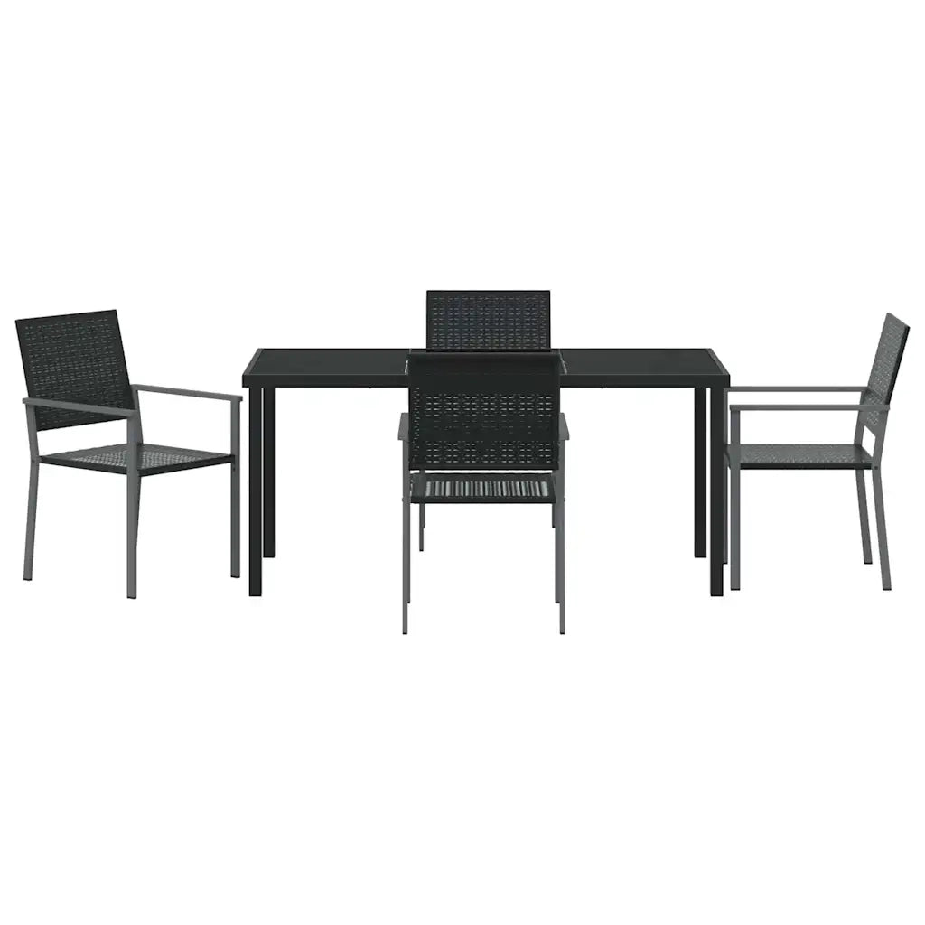Set da Pranzo per Giardino 5 pcs Nero Rattan in PE 3379082
