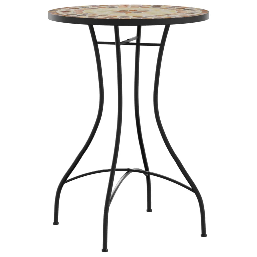 Set da Bistrot con Mosaico Terracotta e Bianco Ferro e Ceramica