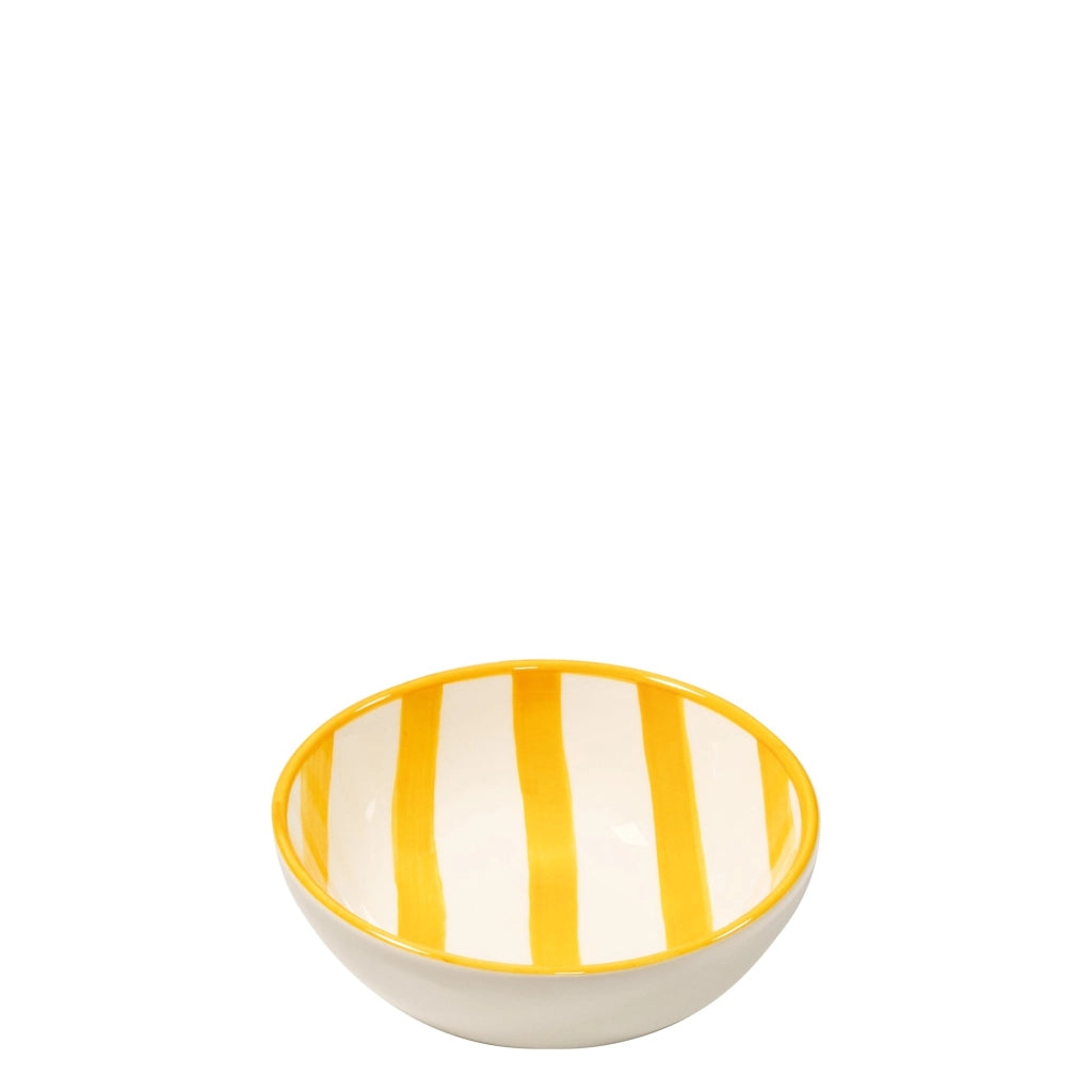 Zafferano Set 6 Ciotole Righe Collezione Lido in Ceramica Artigianale Italiana Giallo per Antipasti Dessert Design Moderno Righe Verticali
