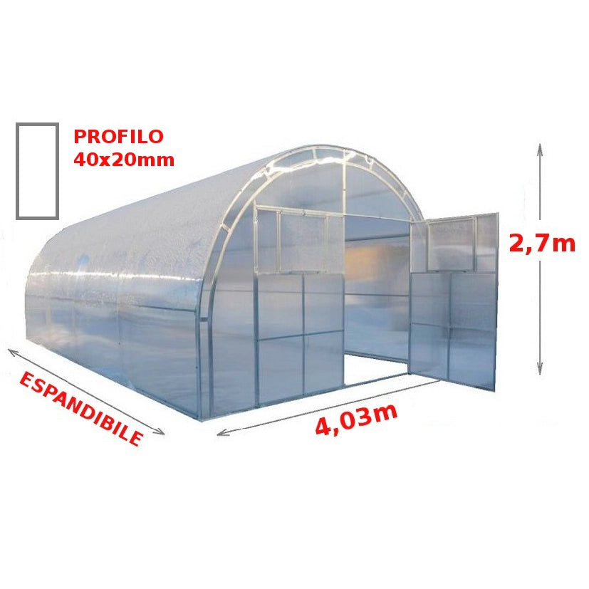 Serra Master 4x12m con copertura policarbonato alveolare 6mm