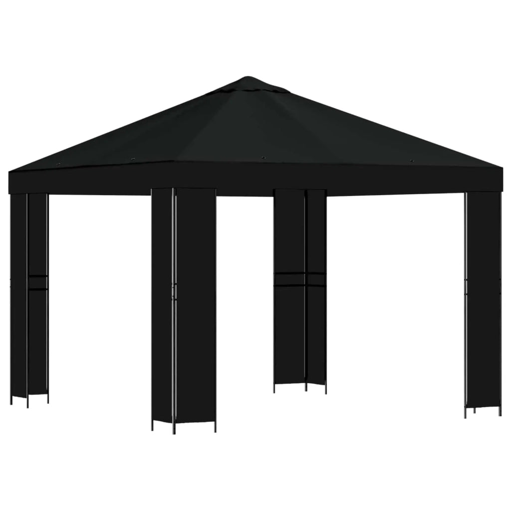Gazebo 3 x 3 m Nero Poliestere e Acciaio 190 gsm