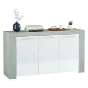 Credenza Amaculi, Madia moderna a 3 ante, Buffet da soggiorno, Mobile porta TV, Madia per salotto, cm 144x42h80, Cemento