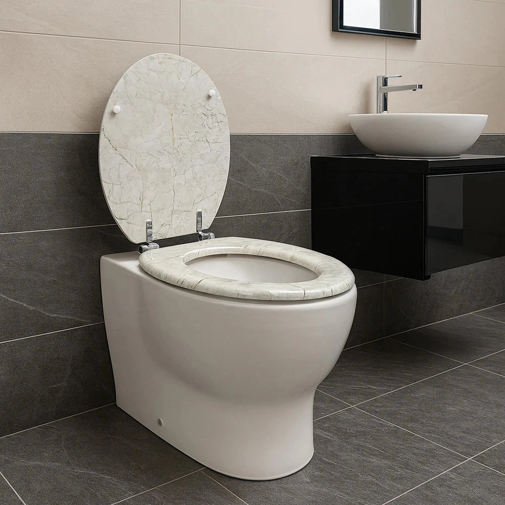 Copriwater Universale Effetto Marmo Grigio MDF 450x375 mm 52967A