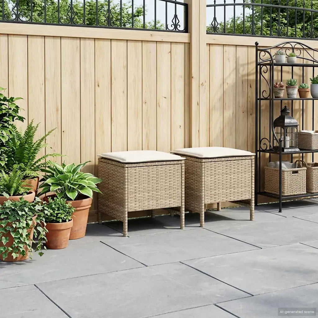 Poggiapiedi da Giardino 2 Pezzo Beige e Crema 38 x 38 x 45 cm