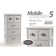 Cassettiera multiuso bianca in legno cm 40 x 29 x 73