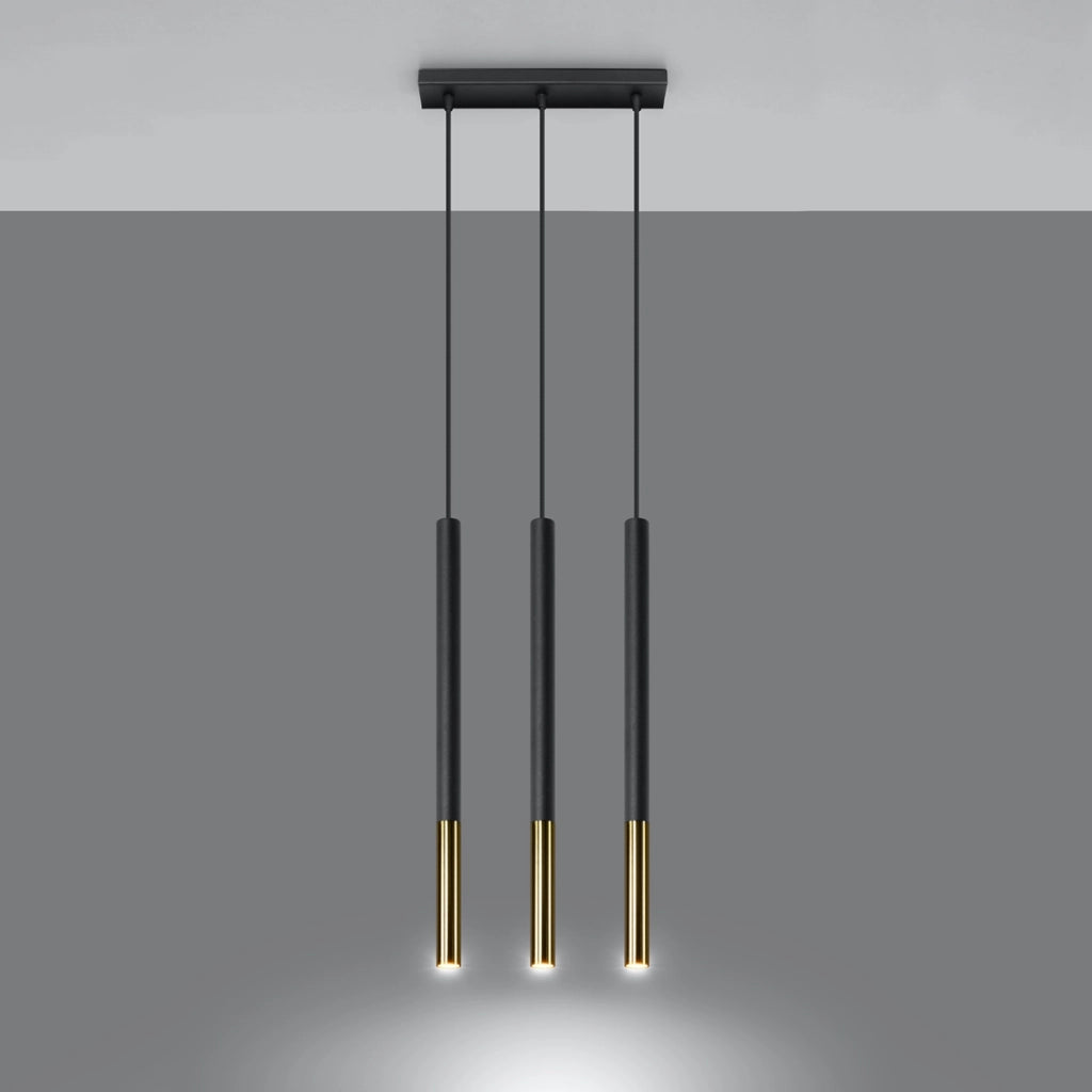 Lampada moderna in acciaio tubolare Mozaica Ocean Green Nero Oro 3x8W G9 LED