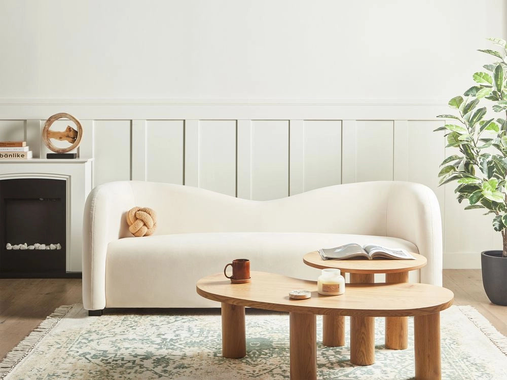 Divano Velluto Bianco 3 Posti Forma Curva Design Contemporaneo Mobili Soggiorno Moderni
