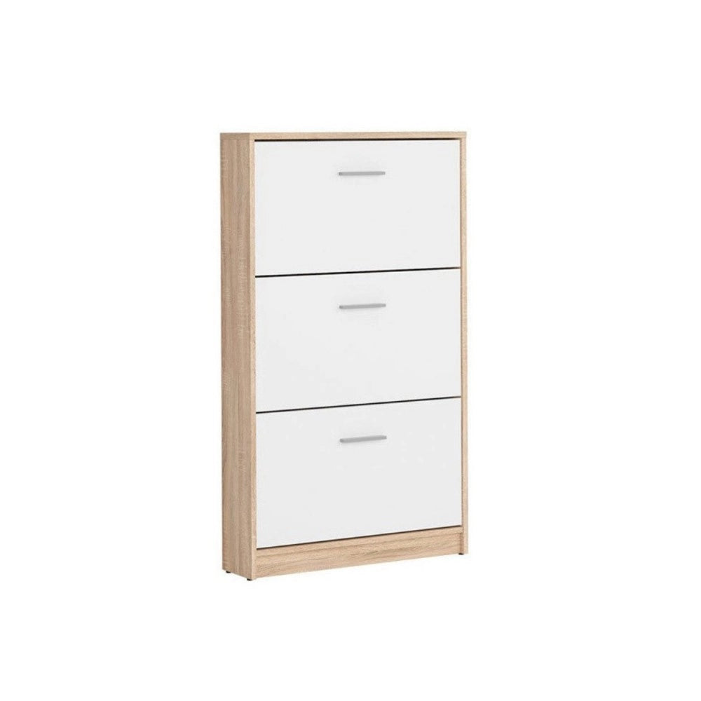 Scarpiera 3 ante a ribalta bianco e struttura colore rovere Nepo 69,5x17.5x120H
