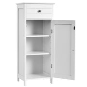 Armadio del bagno con anta singolae e 2 mensole regolabili, Organizer verticale per bagno e salone Bianco