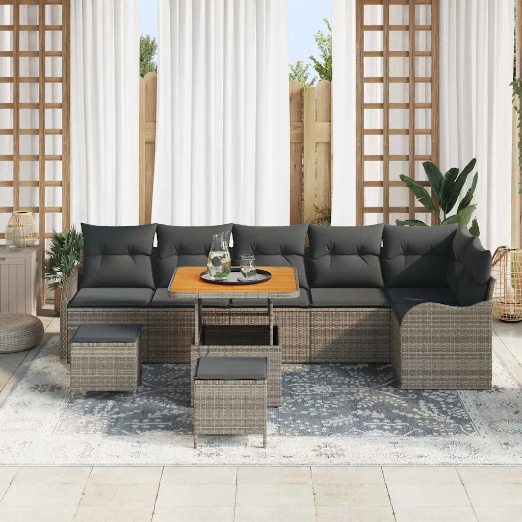 Set Divano da Giardino con cuscino 9 pcs Grigio 3364233