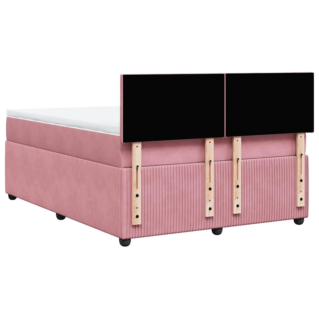 Giroletto a Molle con Materasso Rosa 140x190 cm in Velluto 3290033