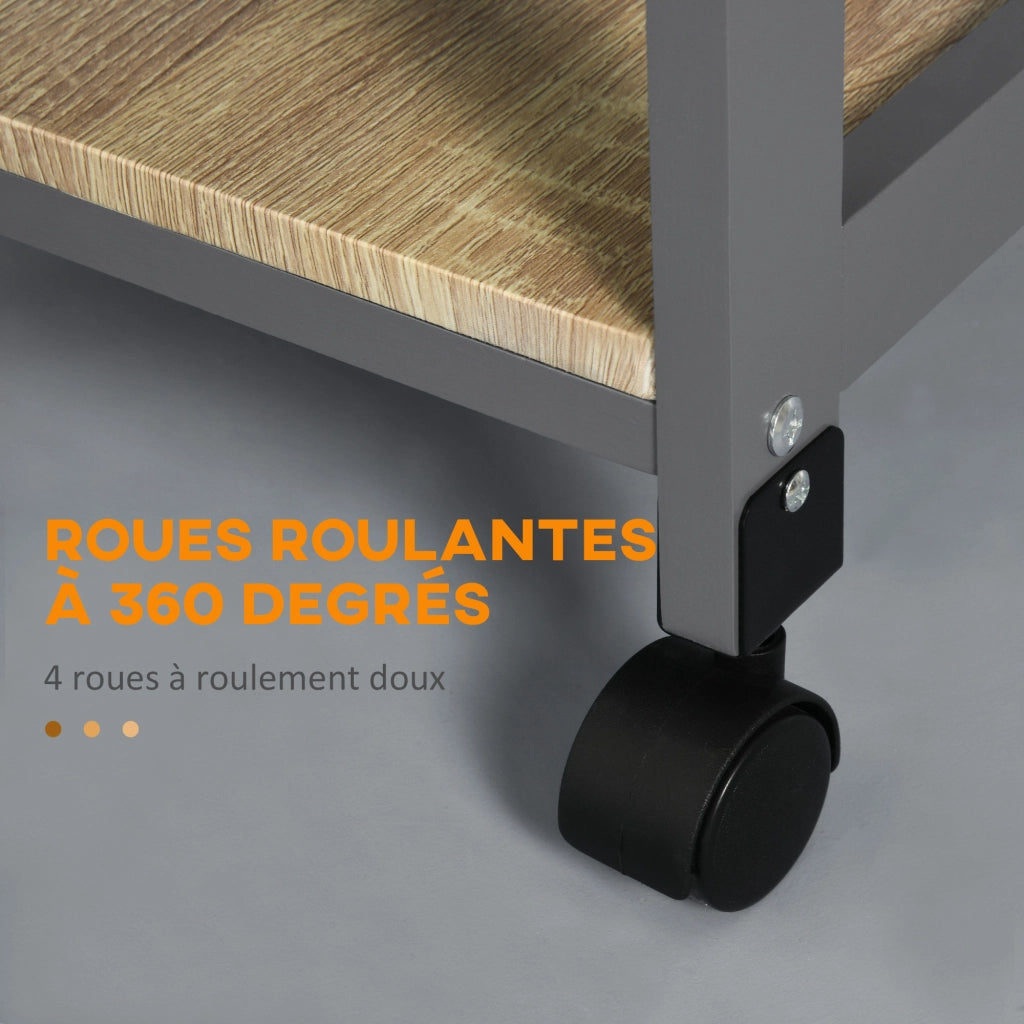 Tavolino da cucina con carrello e rotelle ¨C zephmum ¨C legno quercia chiaro