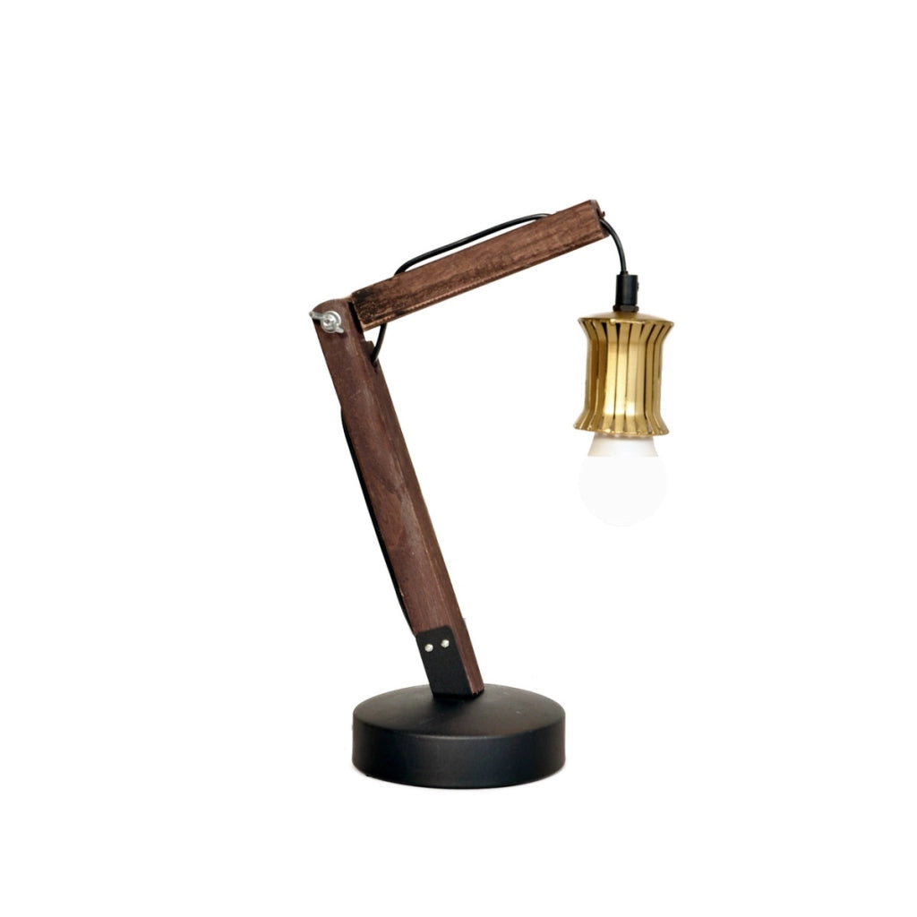 Lampada da tavolo Hangover VII in legno e ottone