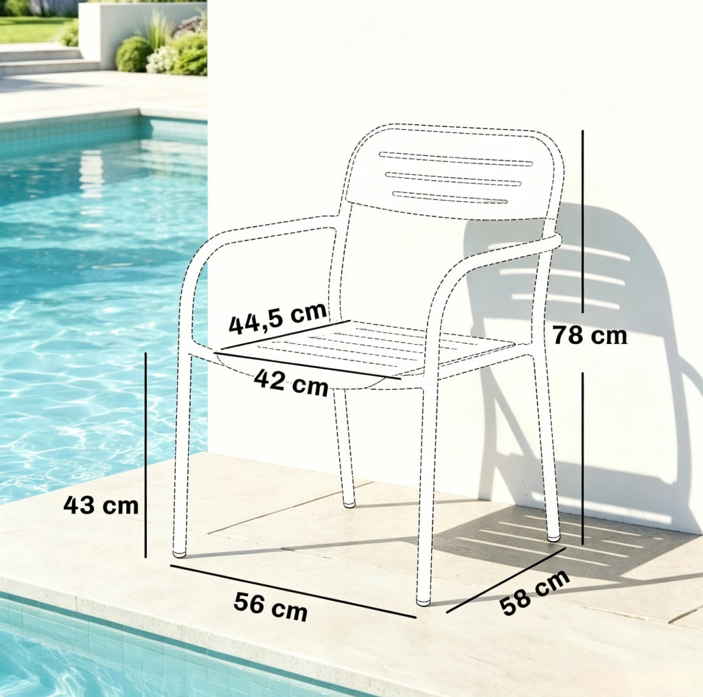 Set di 2 sedie da giardino impilabili verdi in metallo