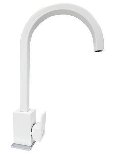Miscelatore bocca Alta Lavello serie Verbania quadrato laterale Argo Rubinetterie Colore: Bianco Opaco