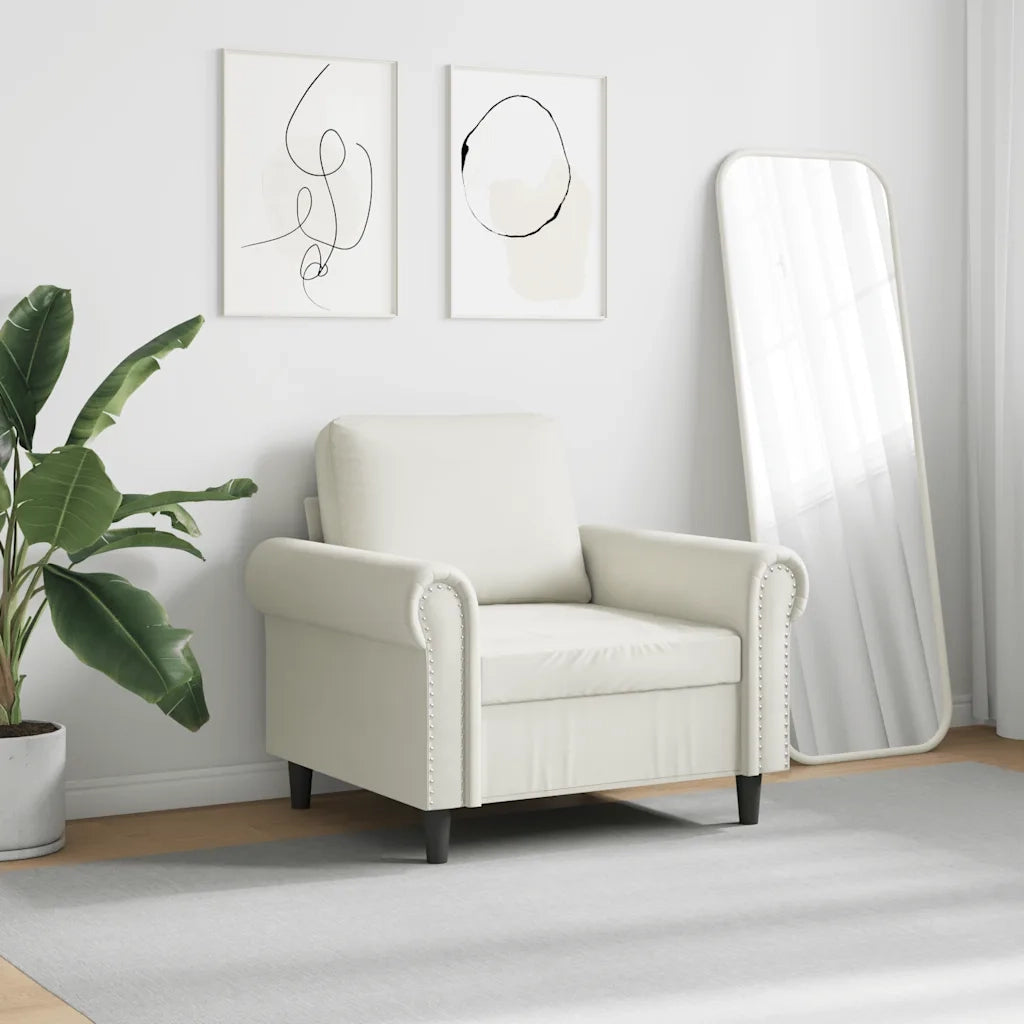 Poltrona-Poltroncina-Divano Sedia Crema 60 cm Velluto 815328