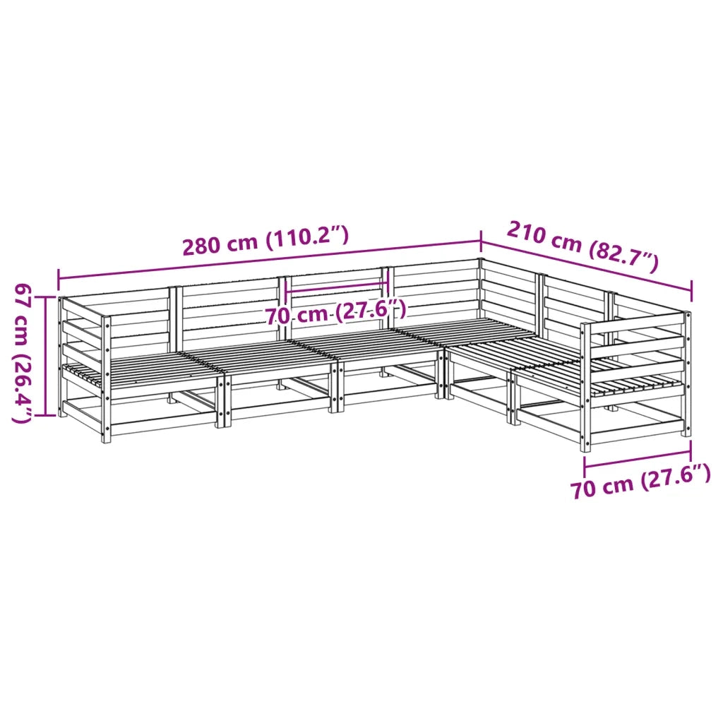 Set Divani da Giardino 6 pz in Legno Massello di Pino 3299452