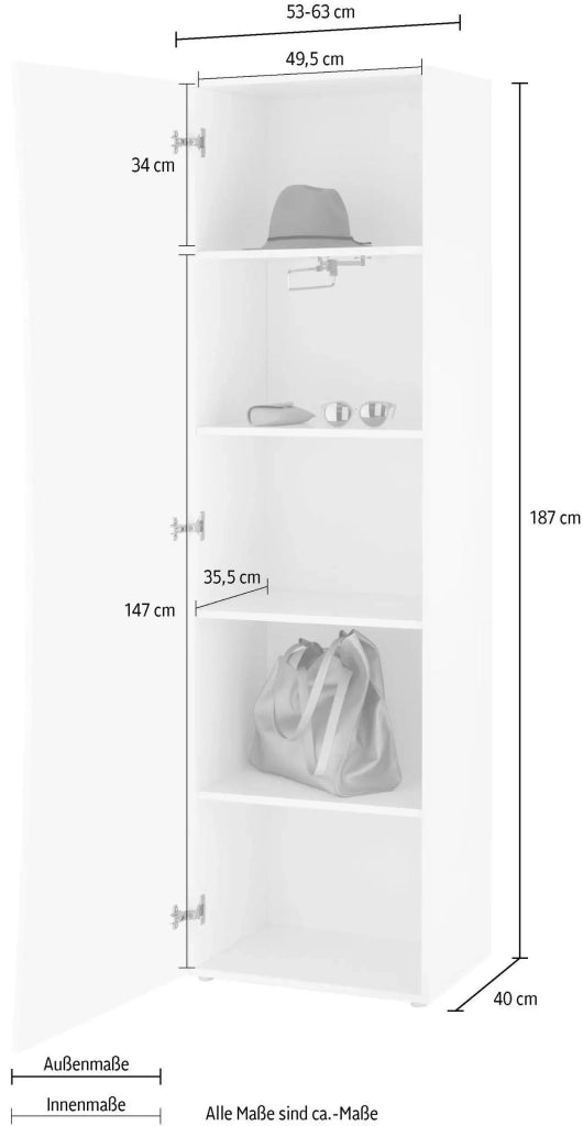 Libreria Calli L 80 x P 24.6 x H 192 cm ardesia, portata per ripiano 5 kg